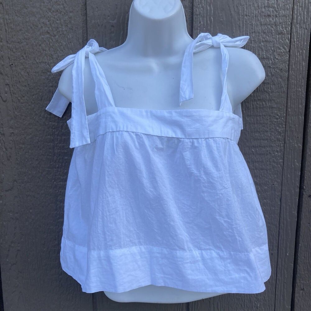 Wiggy Kit White Sleeveless Tie Strap Crop Top Blouse Women’s Size XS